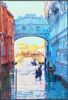 Tourist and Gondolas at the Bridge Of Sighs in Venice