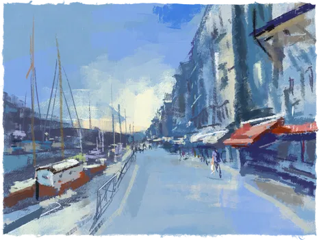 Sketch of Honfleur on a sundaymorning