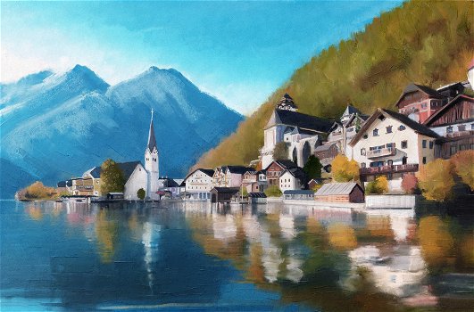 Hallstatt Village. The most Beautiful painting I have ever done.