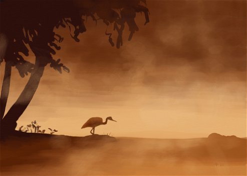 heron at dawn