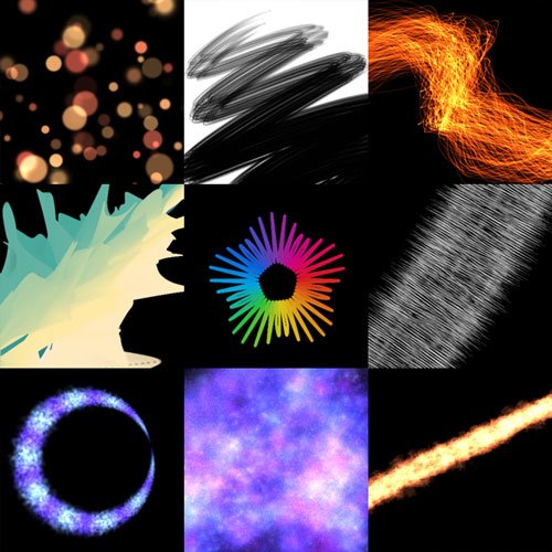 Elastic Particle System -  Examples of brush presets